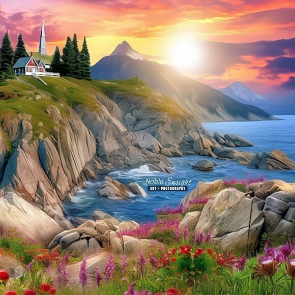 Majestic Gorgeous Landscape Fantasy Art‎ Oil Painting Print - Picture 5 of 6